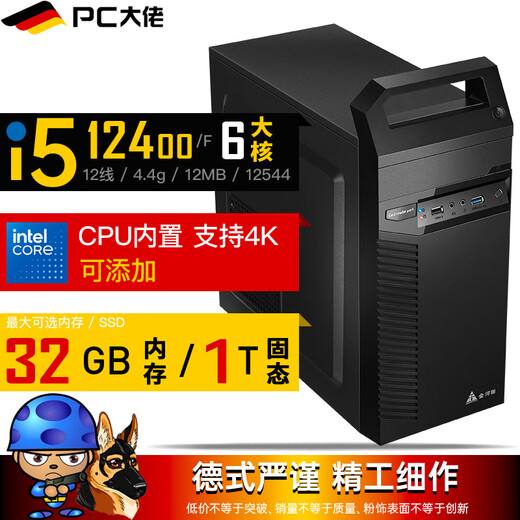 PC Gangster (PCDL) Core i5-12400 six-core commercial home office online course customer service operation desktop computer host 16GB memory 250GB SSD solid state drive