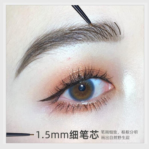 FLORTTE double-headed fine eyebrow pencil, thin head not easy to fade, wild eyebrow female student Valentine's Day gift for beginners makeup B2# gray brown