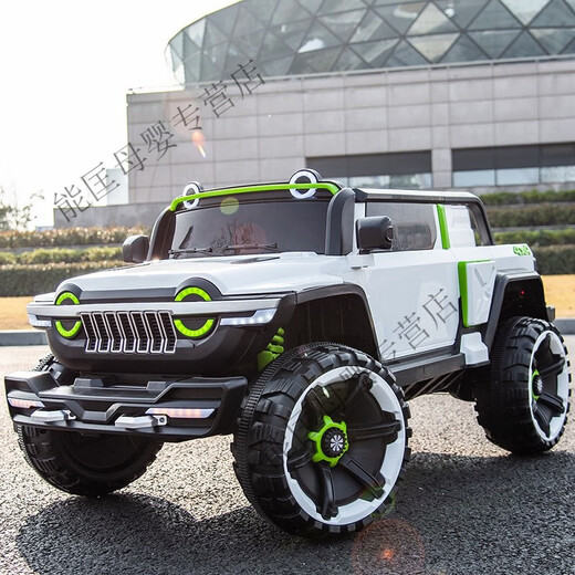 
Weini children's electric car, children's four-wheel pickup truck, off-road vehicle, boys and girls can sit on remote control toy car, large children's car, light gray + 14A super battery + soft seat + hard wheel, 775 dual-wheel drive large motor + Bluetooth music
