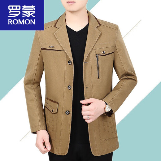 Romon (Romon) Frühlings- und Herbst-Herren-Herren-Baumwolljacke mittleren Alters Casual Daddy Herbst Jackt