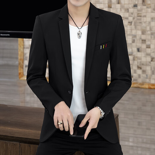 Playboy suit jacket men's Korean version slim fit no-iron business casual suit spring new host large size suit men's two-button black 2XL