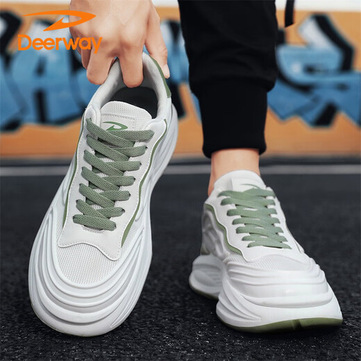 Deerway -Schuhe Herrenschuhe 2025 Sommer Daddy Schuhe Herren dicker Sohle atmungsaktives lässige Sportschuhe weiß hellgrün 42