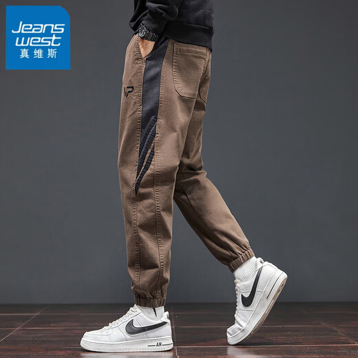 真维斯（Jeanswest）休闲裤男秋冬季新款宽松运动工装男裤潮流百搭男士束脚哈伦长裤子 888深灰 XL 【建议130-150斤穿】