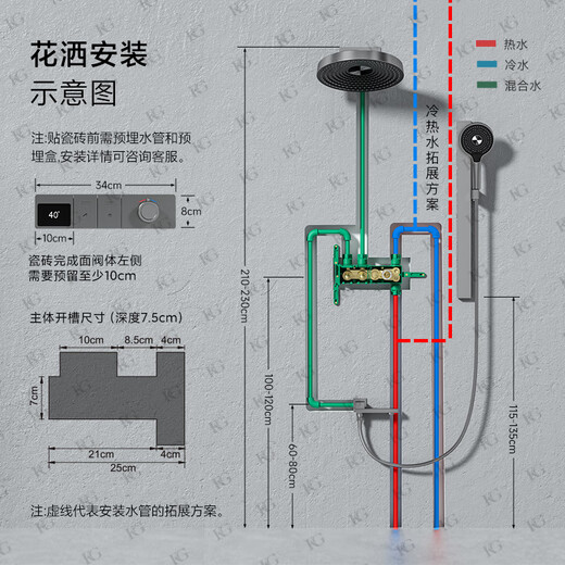 KG Shine-Rain-Dusche eingebettet in den Wandtyp Hidden Hidden Embedded Kupfer integriertes heißes Schmelze Digitale Anzeige Dusche Komplettset [Elektrophoretischer weißer KS702] Digitale Anzeige konstanter Temperatur + Hebelange KG KG