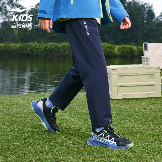 ERKE (ERKE) children's clothing, men's mid-sized children's sports pants, children's casual versatile trousers, blue and black 165
