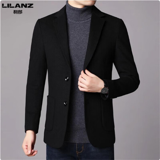 LILANZ Men's Wool Suit Men's 2025 Autumn and Winter Business Casual Woolen Coat Suit No-Iron Men's Jacket Black M 170