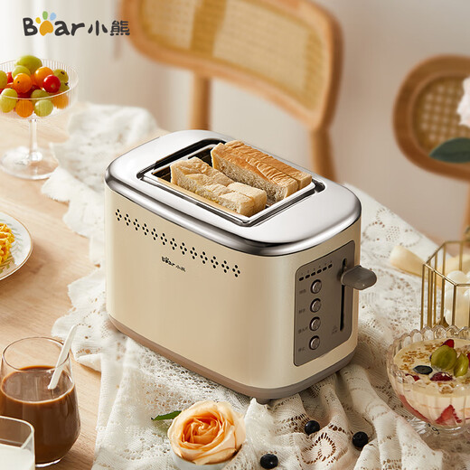 Bear Toaster Toaster Fully Automatic Household Small Stainless Steel Multifunctional Toaster 2-Slice Breakfast Artifact 6-speed Double-sided Baking Widened Grilling Slot Upgraded All-Steel Body DSL-C02M6