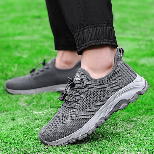 Zulijian Master Old Men's Summer Mesh Breathable Middle-aged and Elderly Dad Shoes Wide Fat Feet Large Size Sports and Casual Mom Walking Shoes Dark Gray 8891 42