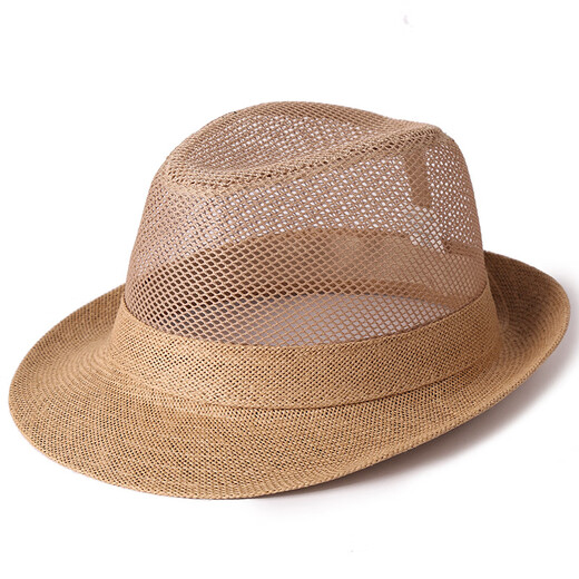 KAMILONG Hat Men's Summer Hat Middle-aged and Elderly Sun Protection Sun Hat Breathable Cool Hat Mesh Straw Hat Dad Sun Hat Whole Network Gray One Size 58CM