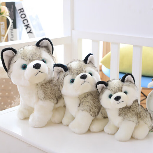 Strange chien en peluche chien chien husky poupée de jouet de jouet de simulation Erha Doll dormant avec cadeau d'anniversaire q version simulation husky poupée 20cm [smooth peluche 丨 adapté à la peau et délicate]