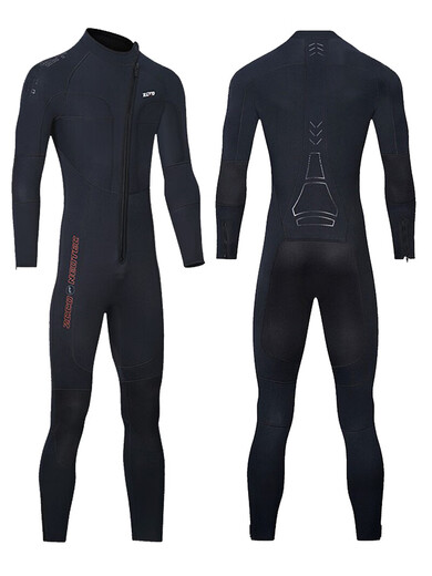 1.5/3MM one-piece wetsuit, warm sea swimsuit, paddleboard, windsurfing, motorboat rescue, cold-proof wetsuit, 1.5MM black men's hands and feet, no zipper, knee wear-resistant, L