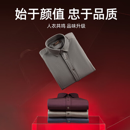 雅戈尔（YOUNGOR）长袖衬衫男保暖衬衫双层复合面料不易皱垂性好保暖舒适 灰色VLBN119759DBA 42