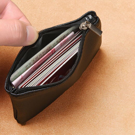 2. Münzbrieftasche für Frauen Mini Reißverschluss Coin Bag Student 2024 Neues ultradünne tragbare Brieftasche Einfache Kartenbeutel Schwarz