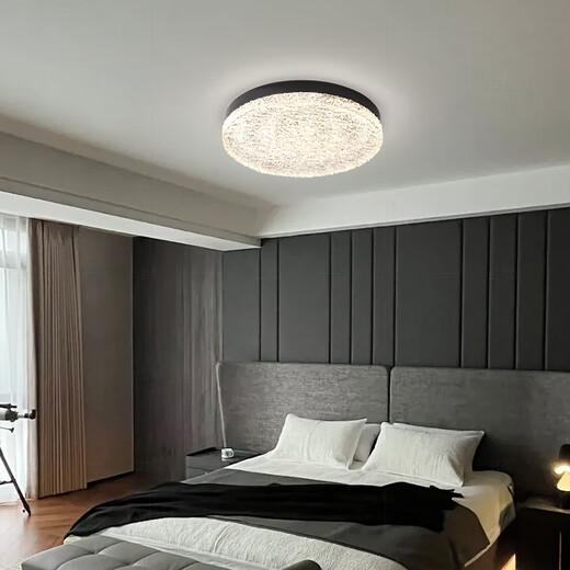 CLCEY master bedroom ceiling light modern simple and artistic room study light new light luxury creative lamp 1W 9866-full spectrum-black-diameter 40CM