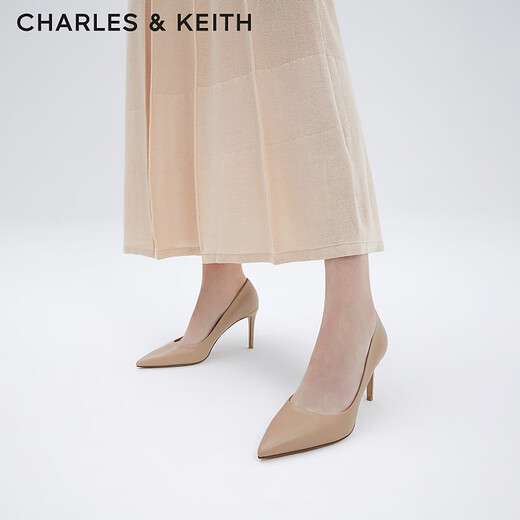 CHARLES&KEITH简约通勤尖头高跟鞋子女鞋休闲单鞋生日礼物女CK1-60280245-1 Nude肉色 37