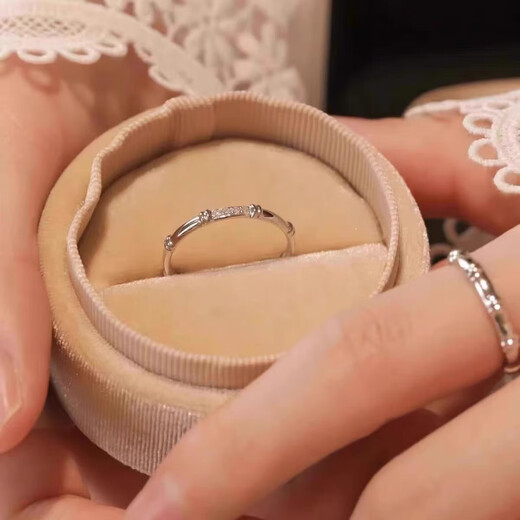 MZMZ Have You Bamboo Platinum Ring PT950 Couple's Ring Platinum Pair Requesting Wedding Diamond Ring for Girlfriend on Chinese Valentine's Day Light Luxury Style-Couple's Ring