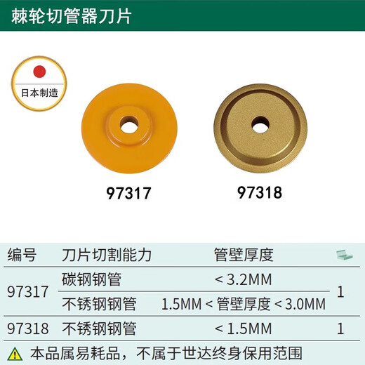 世达棘轮割刀切管器不锈钢管子刀片切割97315 97316 9731 97317切薄壁 97318切割薄壁不锈钢管1只装