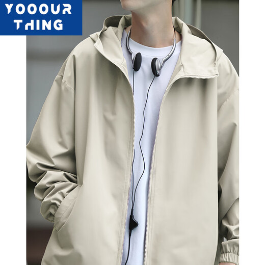 YOOOURTHING2024 Autumn and Winter Hooded Jacket Thin Casual Jacket Loose Versatile Ins Trendy Cardigan Jacket Men Black XL Recommended 110-140Jin Jin is equal to 0.5 kg