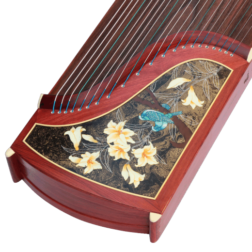Dunhuang brand Dunhuang Guzheng 694PP floating light and colorful mahogany solid wood performance professional level 10 exam national color agarwood painted piano 694PP cloud skirt with dew (full set of gift packs)
