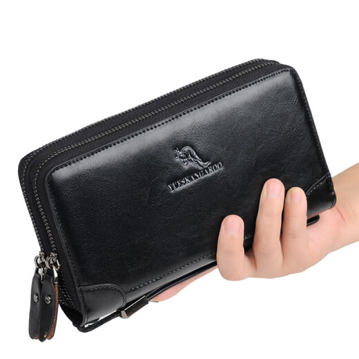 Kangaroo Men's Wallet 2024 New Fashion Long Long Zipper Multi-fonction sac à main Sac Carte de cartes de grande capacité Brown Trendy Brown