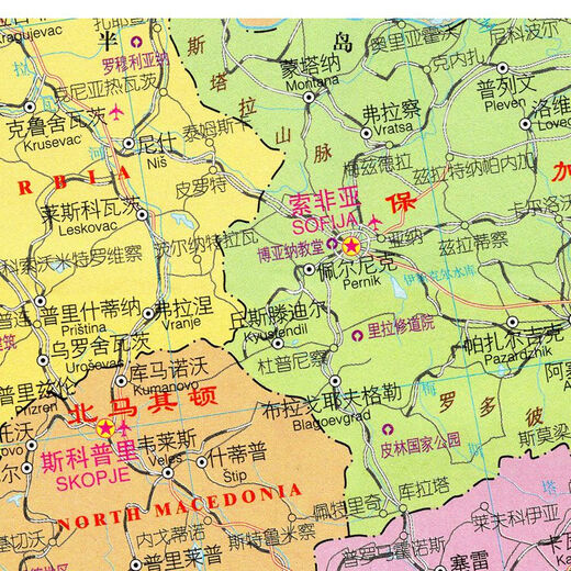 2023新款 巴尔干半岛 希腊 罗马尼亚 塞尔维亚 中文版 海报 13590cm（高X宽） 油画布（有配送专业胶不伤墙）