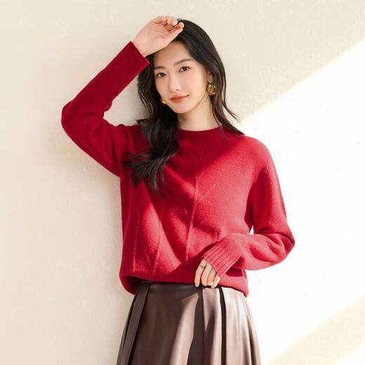 Chunzhu 2025 Autumn and Winter New Cashmere Wool Blended Round Neck Long-Sleeved Sweater Women's Thick Warm Style Age-Reducing Wool Sweater Romantic Purple XL (125-140 Jin Jin equals 0.5 kg)
