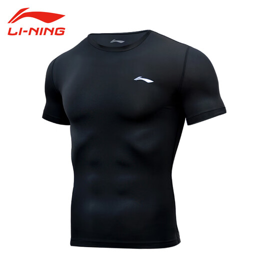 Li Ning (LI-NING) tights, quick-drying clothes, men's basketball training clothes, fitness quick-drying t-shirts, high-elastic running sports short-sleeved badminton clothes