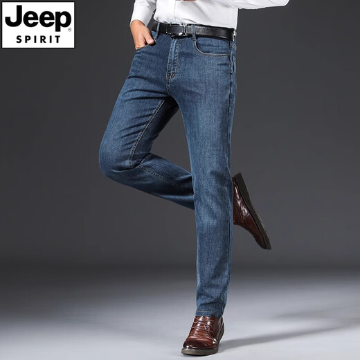 
JEEP SPIRIT Jeep Middle-aged Jeep Men's Straight Large Size 2024 New Autumn and Winter Fleece Pants 679 Blue Thick 30 [Wait circumference 2 feet 3]
