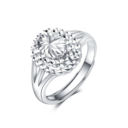 Jincaifu PT950 oval imitation diamond platinum ring women's platinum ring adjustable live shiny platinum oval imitation diamond ring about 7.3g