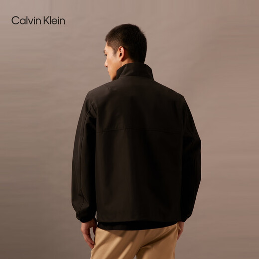 Calvin KleinJeans Spring and Autumn Men's Outdoor Trendy Casual Sports ck Simple Printed Stiff Stand Collar Jacket BEH-Space Black L