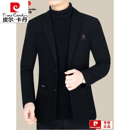 Pier Cardin's new wool casual suit men's middle-aged young luxury wool suit jacket men's slim spring and autumn suit jacket men's burgundy L 175 (120-138Jin [Jin equals 0.5 kg])