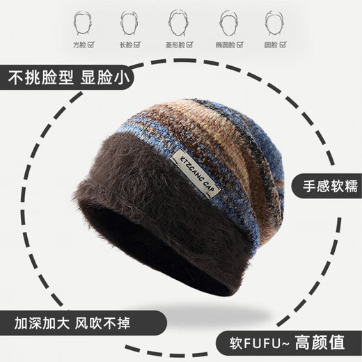 RICH YOUR HOME German quality woolen hat knitted pile hat cold hat autumn and winter women's retro plush thick hat winter windproof winter dark brown color one size (suitable for the head circumference)