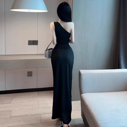 Tangjun Club nocturno para mujeres Sexy Dress Sexy Club nocturno Pemperamento Ropa de trabajo Mostrando figura Figura de cintura alta Vestido de noche Falda larga S