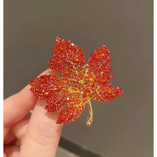 Bhiodha red maple leaf corsage brooch for women exquisite pin-like temperament suit high-end welcome accessories 5 red A22-308