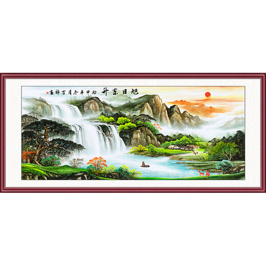 Neue Landschaftsbilder im chinesischen Stil, Gemälde im Wohnzimmer hängend, chinesische Gemälde, Backing -Bilder, Sofa -Hintergrund -Wanddekoration Gemälde, Banner, Büro Wandbilder, FG106 Long History, 12353cm Aluminiumlegierungsgrenze, rote Walnussmornfarbe