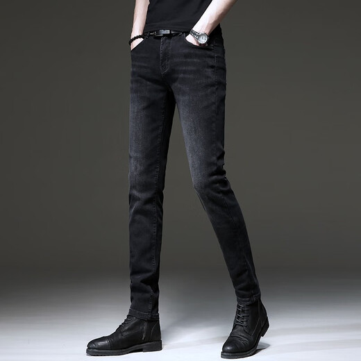 Jeep Spirit Jeep Jeep Jeep Men's Spring y Summer Nuevo American American Trendy retro ajustado ajustado Slim Slim Long Pants 1048 Negro 32 [Two Foot Five]