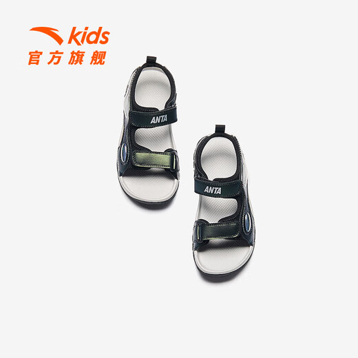ANTA Children's Sandals Boys' Beach Shoes 2024 Summer New Breathable and Comfortable Outdoor Arch Sandals Black-4 30 Sizes
