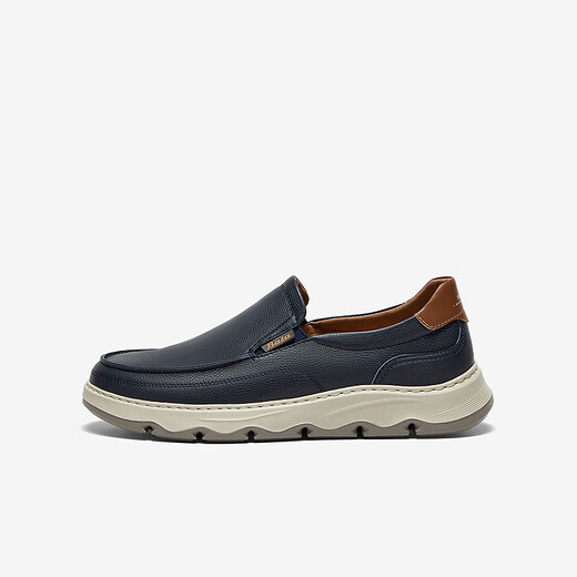 Bata Loafers Men's 2025 Spring Casual Casual Breatable Cow Wide Grueso Pedal de un pie G6850am5 Azul oscuro 42