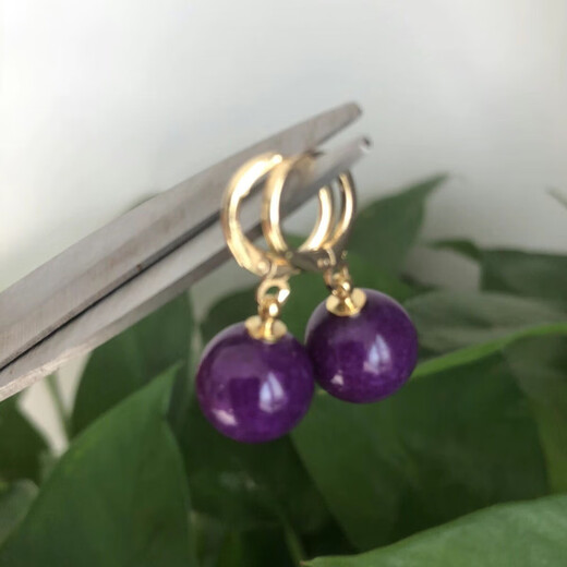 Zhou Runxi Natural South African Shukulai Purple Transfer Beads 18 Earrings Suji Stone Earrings Earrings Earrings Simple Earrings