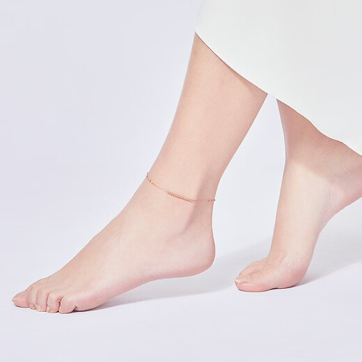 Saturday Fuhong 18K gold simple round bead K gold anklet for women birthday gift C088914 21+2cm