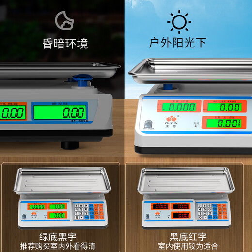 Zhizun (ZHIZUN) electronic scale for weighing goods, doing business, commercial scale, stall scale, gram weight scale, kitchen scale, high-precision 30kg electronic scale for selling vegetables, household food weighing, kilogram pricing scale, concave plate model, charging/storage/dry battery three-purpose model, counting and pricing