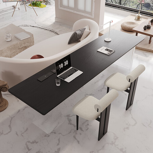 Oscarden solid wood desk, high-end, light luxury, large long table in the living room, home horizontal hall sofa, long table behind the sofa, study table, North American ash wood 220*60, wireless charging socket