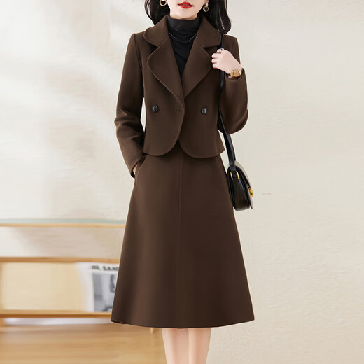 Chu Xin two-piece suit skirt 2025 autumn and winter women's new fashionable temperament high-end suit dress coffee color 2XL (130-145Jin Jin equals 0.5 kg)