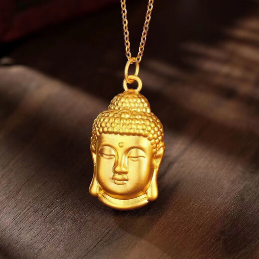 Zhongyi 5D ancient method inheritance, eternal peace, Buddha head pendant, gold-wrapped silver Tathagata Buddha non-fading necklace for girlfriend, small size about 2 grams