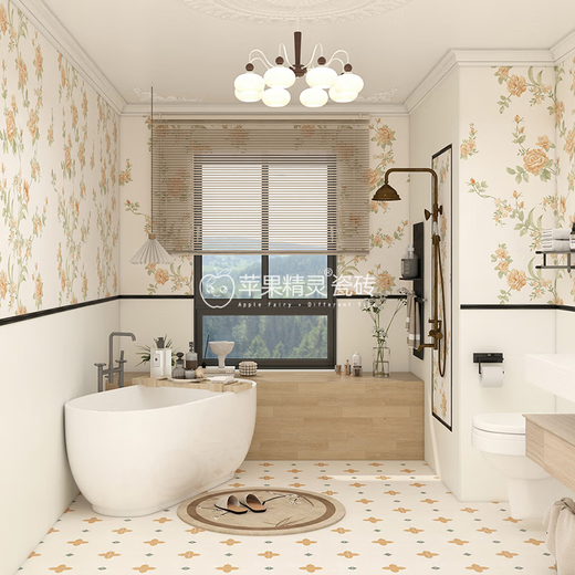 
Apple Elf Ceramic Tiles 600x1200 Flower Tiles Kitchen Bathroom Balcony Floor Tiles French Style Bathroom Wall Tiles Antique Tiles H12605 600x1200mm