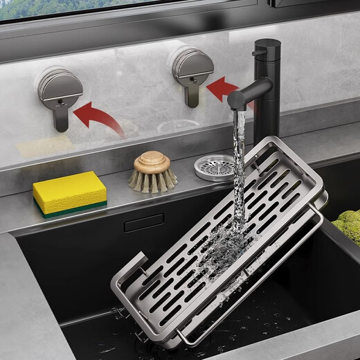 Youqin suction cup rag rack kitchen multi-function sink storage rack without punching household drain basket wall-mounted storage rack