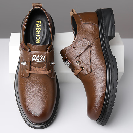 Fr.yh.zh ovig qualifizierte Lederschuhe Weiqian Herrenschuhe Position 2024 Neue Herren -Arbeitspulen -Schuhe Pilot -Freizeitschuhe 9908 Brown 38 Standard Lederschuhe Größe