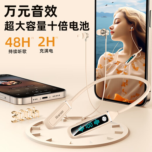 影巨人无线蓝牙耳机挂脖式续航运动K歌华为OPPOvivo苹果通用 时尚黑低配【待机688时】普通音 超大容量+可K歌+通话降噪+闪充