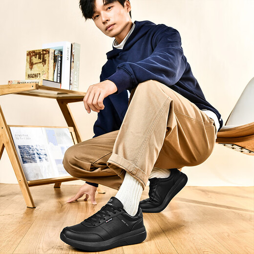 LOTTO golf casual shoes men's leather non-slip sports outdoor casual white shoes 8831P black 42