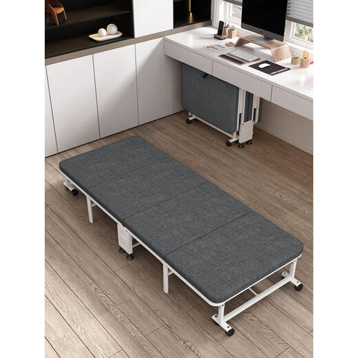Sábanas plegables para una siesta de oficina portátil de 4 veces la cama de almuerzo de la cama de la cama del tablero de madera simple acompañada de gris cómodo engrosado 80 cm de 4 veces 190x
